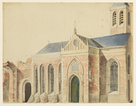 29262 Opstand van de noordgevel van de Nederlands Hervormde kerk (1e Dorsstraat 1) te Zeist, verbouwd volgens een ...